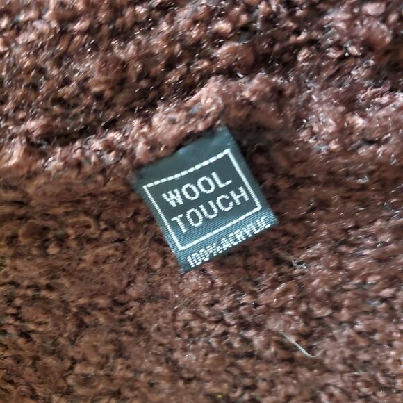 Brown Y2k Knit Button Detail Poncho - One Size - Picture 3 of 5